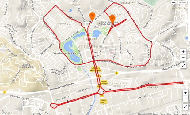 The 21K route map, as mapped on Suunto/Movescount (click for larger image).
